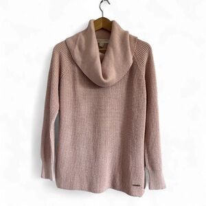 Michael Kors Rosy Pink Cowl Neck Waffle Knitted Sweater